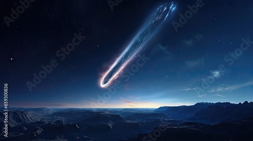 Comet s long glowing tail f...
