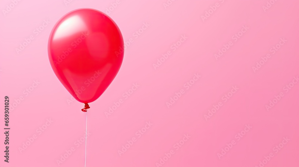 Concept of danger or protection illustrated by red balloon falling on a pink background with a pin needle