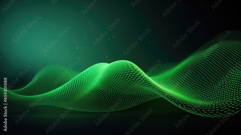 Abstract digital background with a screen gradient texture in green and a wave of light 3D rendering Abstract digital background with a screen gradient texture in green and a wave of light 3D rendering