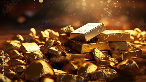 Close up of gold bars on a ...