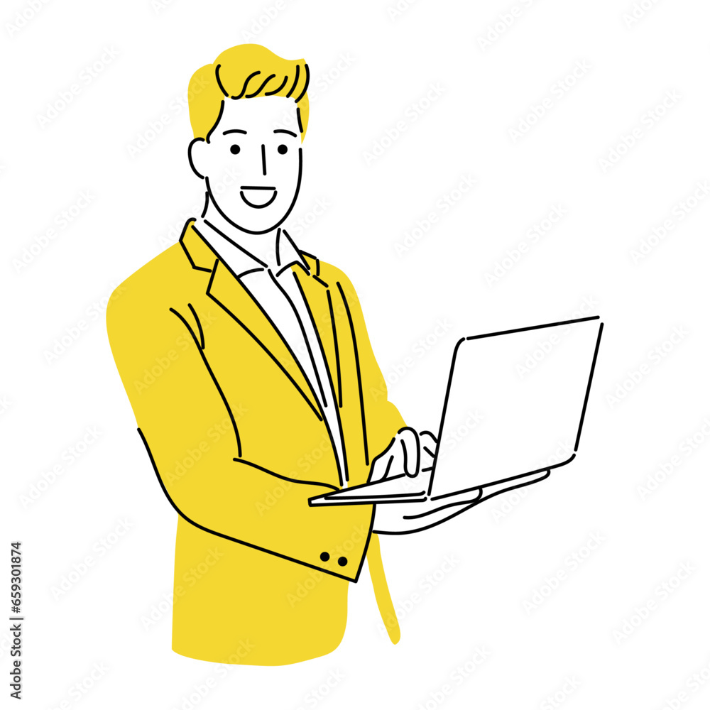 businessman or man working on laptop vector illustration businessman or man working on laptop vector illustration