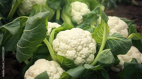 Cauliflower harvest in the garden