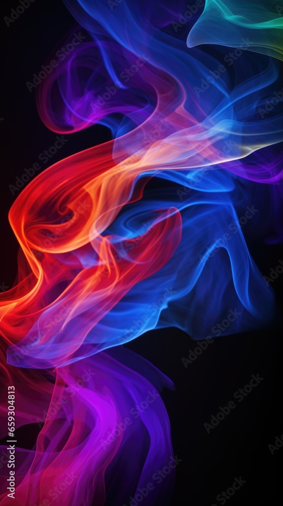 Fototapeta premium Colorful creative smoke on black background