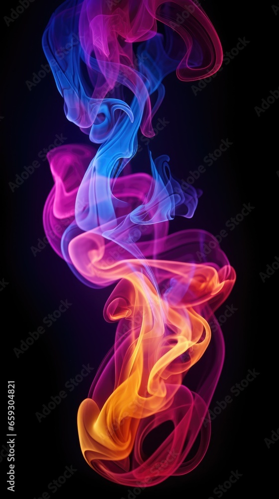 Obraz premium Colorful creative smoke on black background