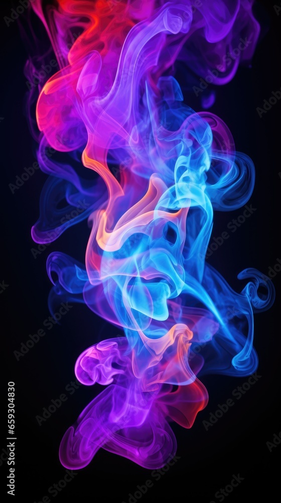Obraz premium Colorful creative smoke on black background