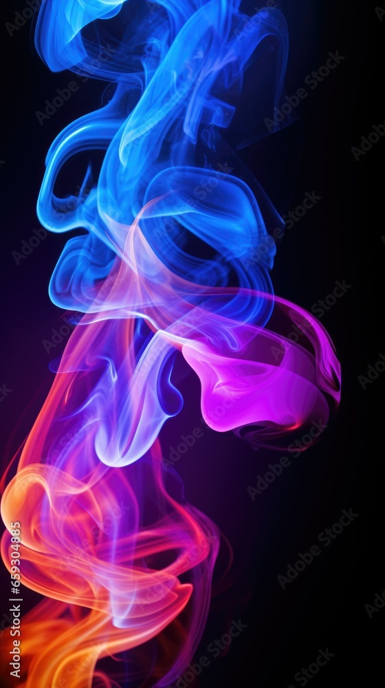 Colorful creative smoke on black background