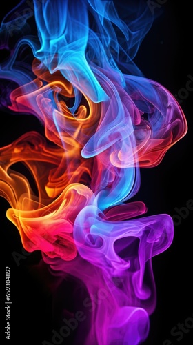 Colorful creative smoke on black background