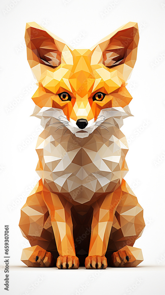 Obraz premium A red fox on a neutral background.