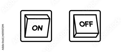 Electric switch icon vector set. Light switch on and off symbol