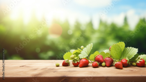 Strawberry on the wooden table background