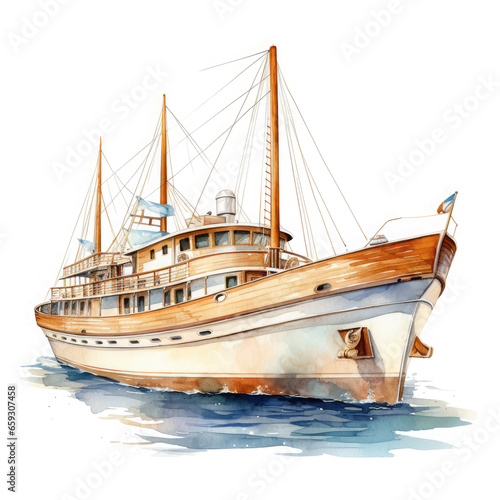 luxurious boat ship Illustration, Generative Ai