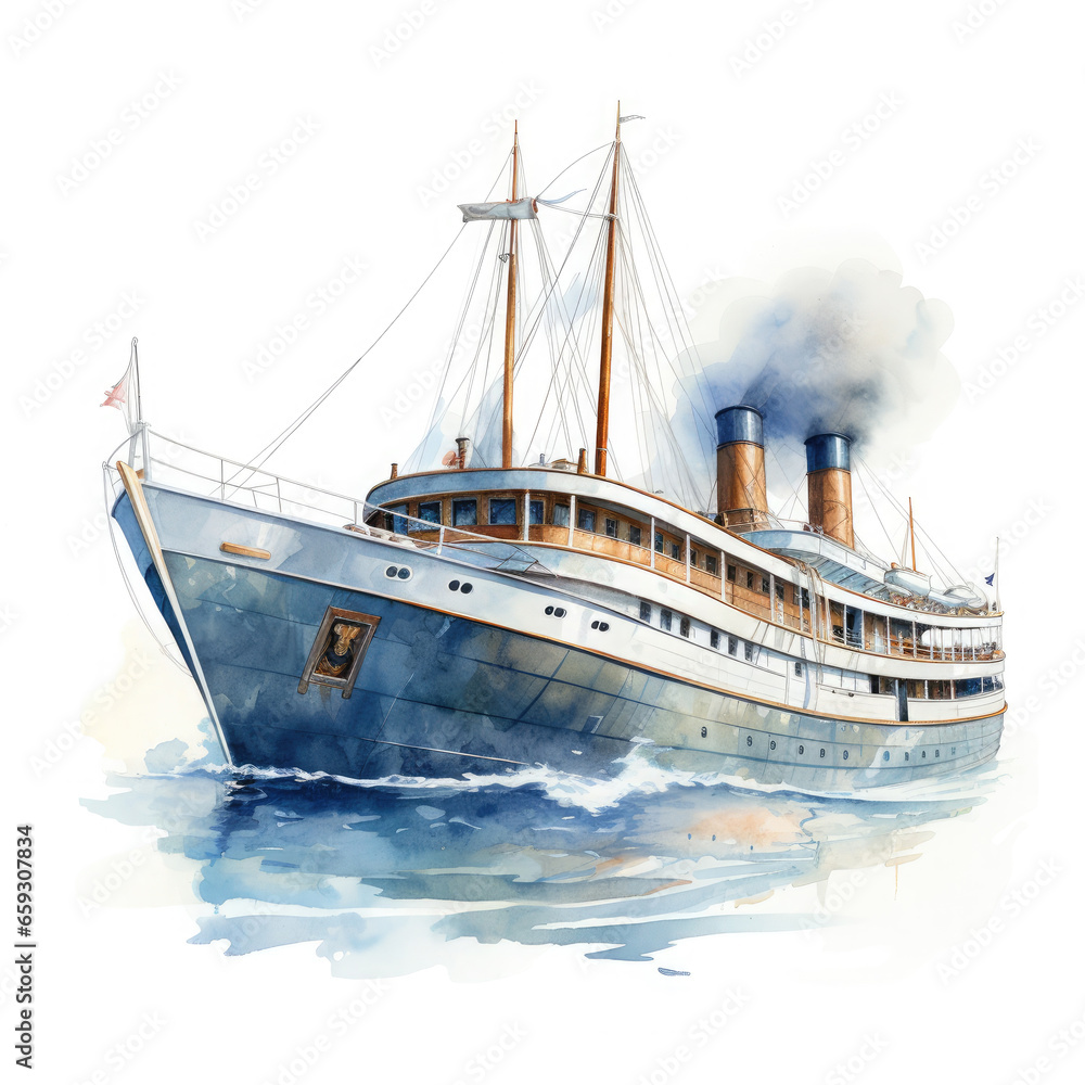 luxurious boat ship Illustration, Generative Ai