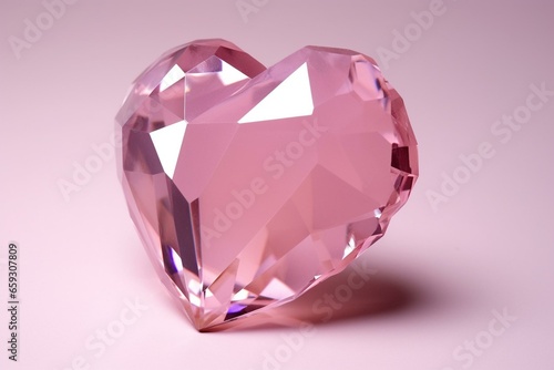 isolated broken heart crystal in pink. Generative AI