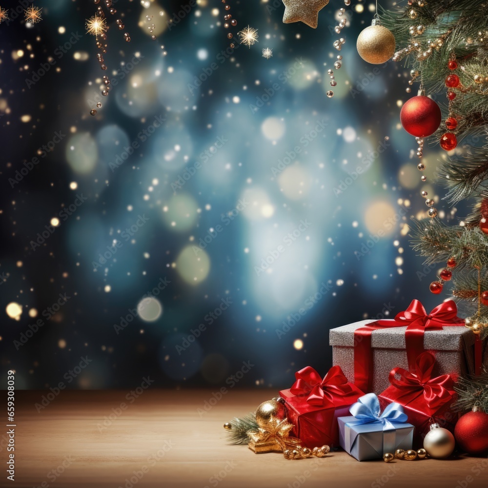 Christmas Banner with Gifts and Bokeh ,ai generated Christmas Banner with Gifts and Bokeh ,ai generated