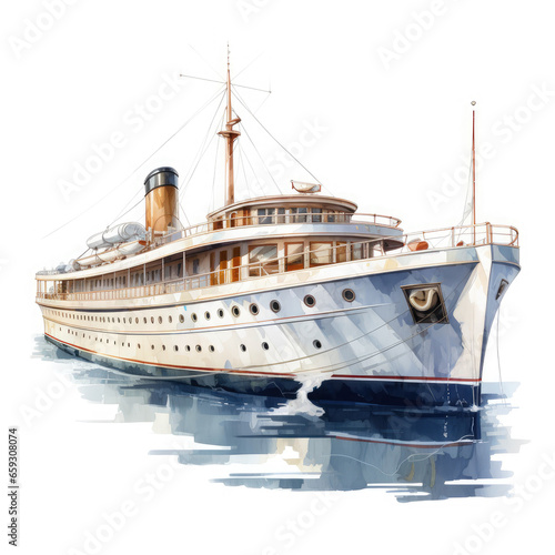 luxurious boat ship Illustration, Generative Ai © Creative Artist