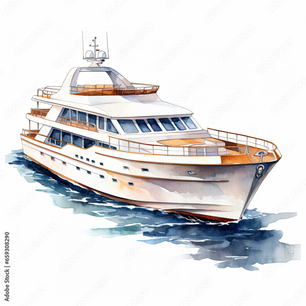 luxurious boat ship Illustration, Generative Ai luxurious boat ship Illustration, Generative Ai