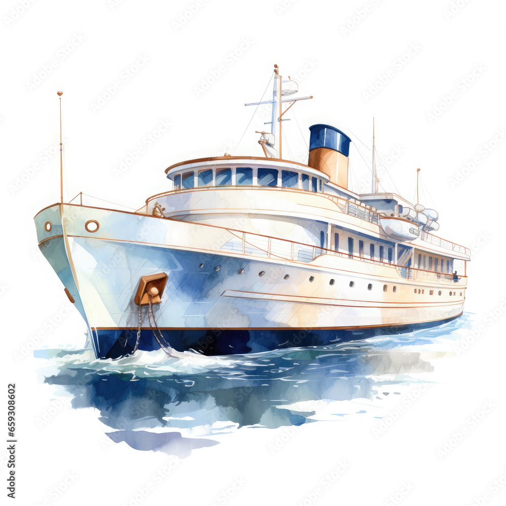 Naklejka premium luxurious boat ship Illustration, Generative Ai