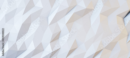 Creative wide white geometric background. Landing page concept. 3D Rendering.