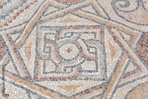 Fragment of mosaic floor of the ancient church in Laodicea. Denizli, Turkey