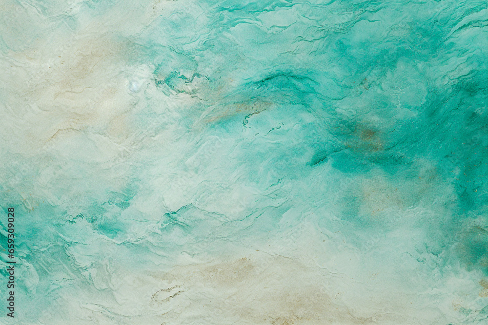 Elegant marble textured background. Soft abstract turquoise and beige colors. Luxurious backdrop for banner, montage, overlay or texture. AI generative illustration.
