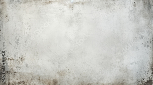 Abstract grungy, old textured paper. Light gray wrinkled vintage background with dark edges. Worn out backdrop for banner, montage, overlay or texture. AI generative illustration.