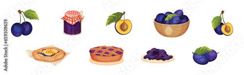 Sweet Plum Food and Cooked Product Vector Set