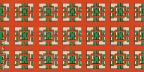 Trendy Geometric Brutal shapes in modern 90s, 2000s Retro style. Square tile background in Japanese style. Geometrical backdrop. Y2K hippie background. Design t-shirt print. Vector illustration. 