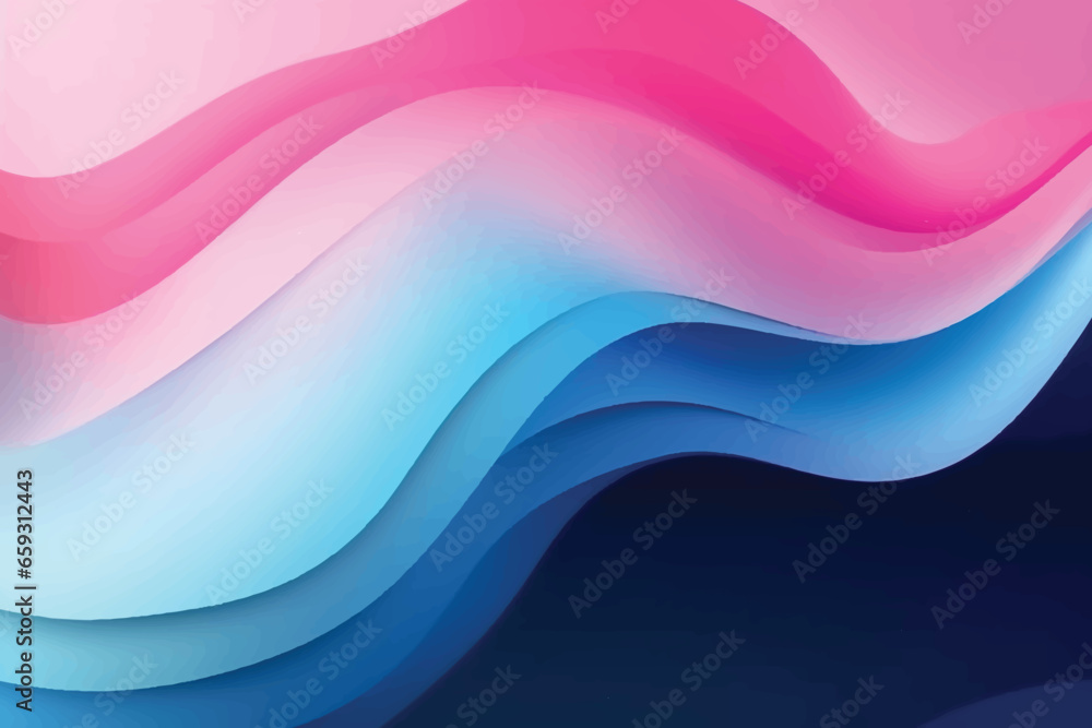 Fototapeta premium Blue and pink color wavy background with paper cut style