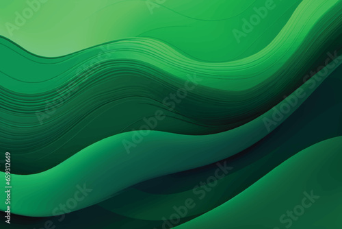 Green color wavy background with paper cut style