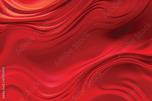 Red color wavy background with paper cut style