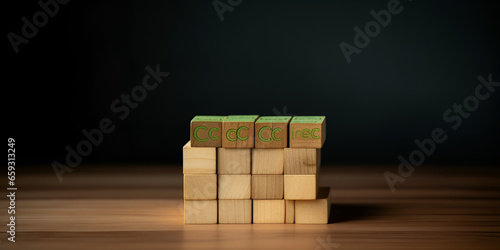 Wooden Block Stepping Up: A Symbol of Progress Ascending from Wooden Block: Growth and Success