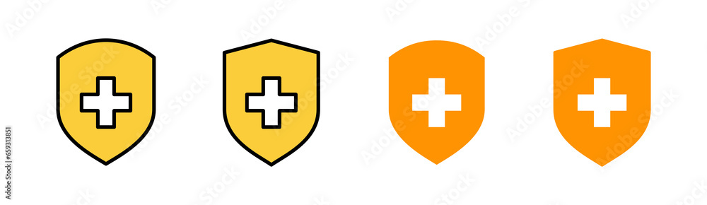 Health insurance icon set for web and mobile app. Insurance document sign and symbol Health insurance icon set for web and mobile app. Insurance document sign and symbol