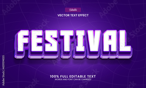 Design editable text effect, festival 3d retro vector illustration