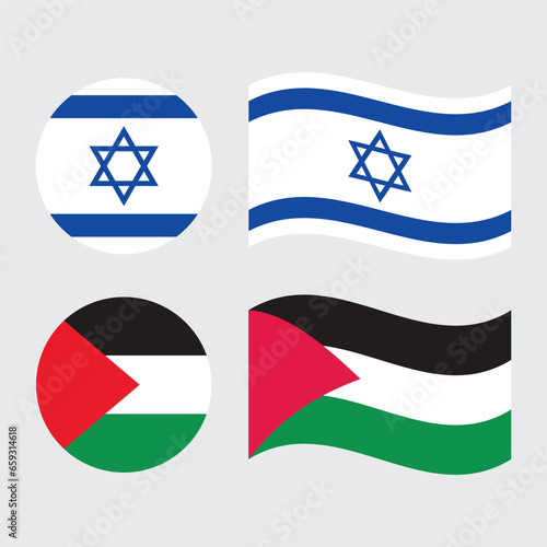 Flag of Israel and Palestine vector illustration.