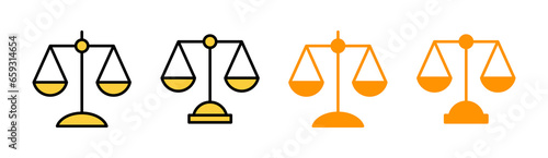 Scales icon set for web and mobile app. Law scale icon. Justice sign and symbol