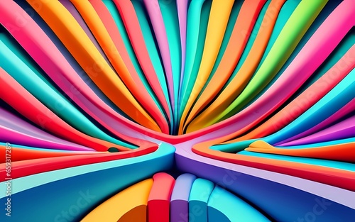 Abstract colorful geometric background with 3d shapes. AI Generation