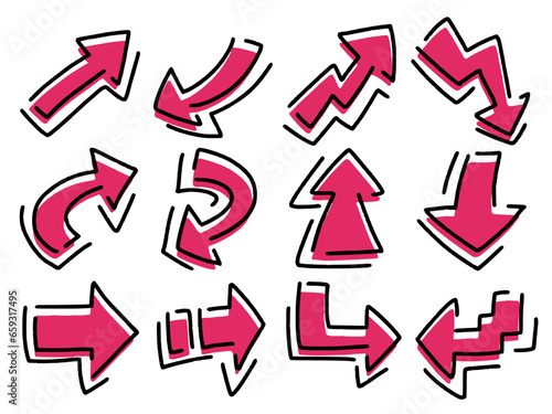 ポップな飾り矢印セットその1　赤
