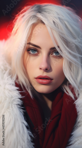 Portrait of a beautiful young blonde woman close up