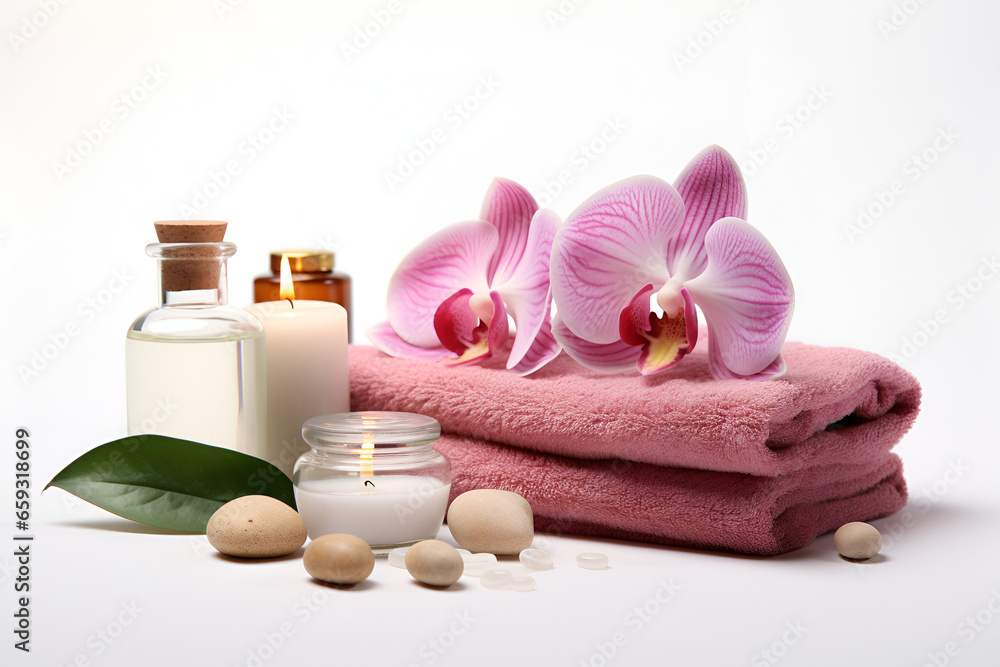 spa still life with candles and orchid spa still life with candles and orchid