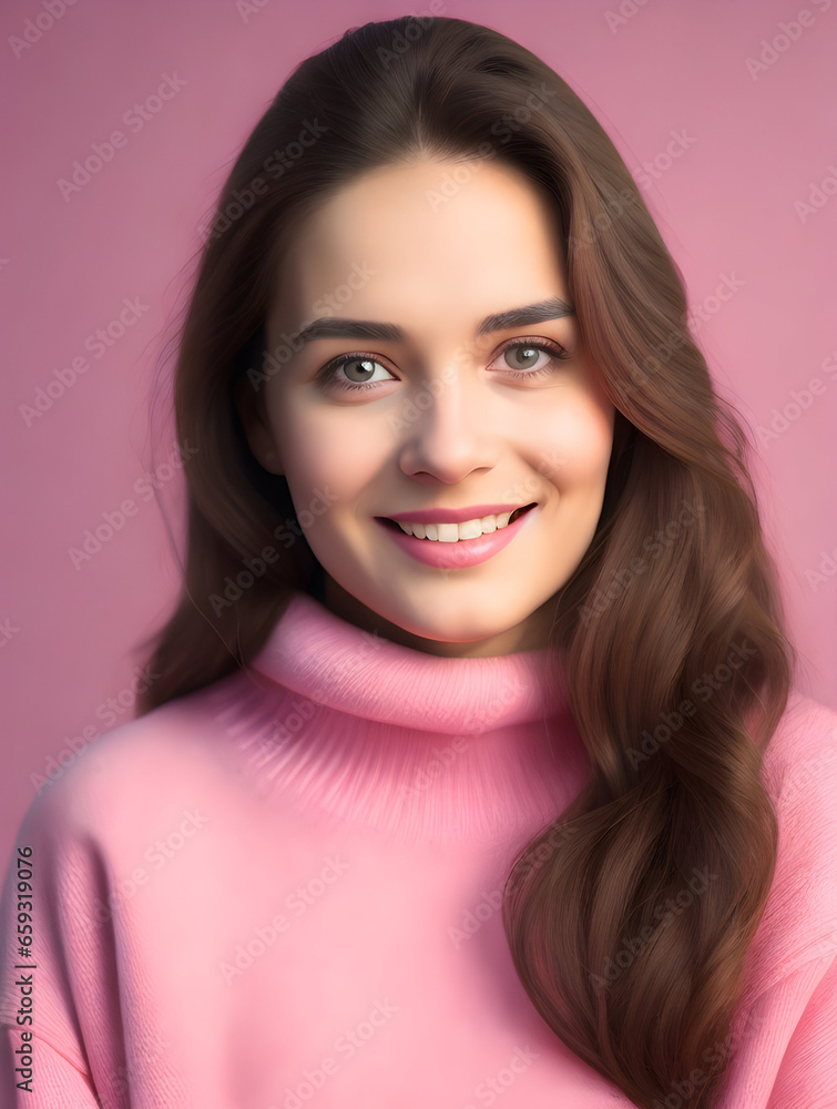 Pretty blonde woman, big lips on pink background. Smiling natural healthy girl lady with european appearance looking at camera. high quality photo Pretty blonde woman, big lips on pink background. Smiling natural healthy girl lady with european appearance looking at camera. high quality photo