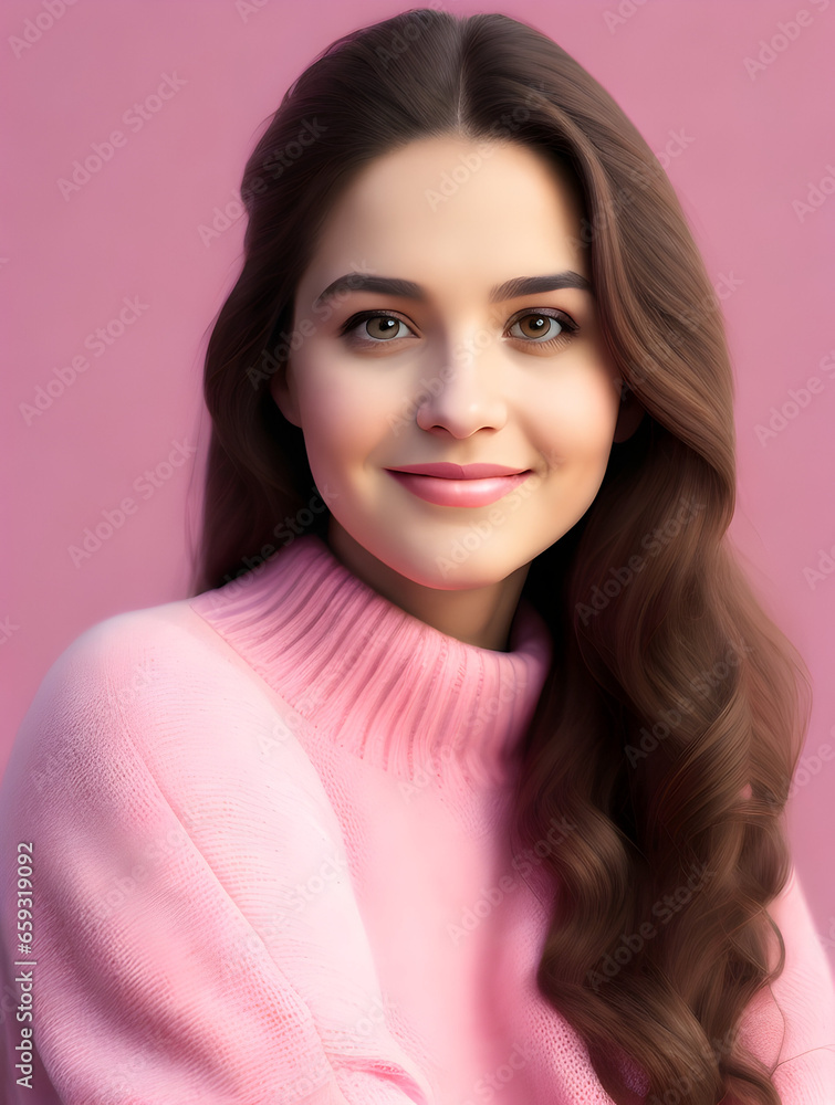 Pretty blonde woman, big lips on pink background. Smiling natural healthy girl lady with european appearance looking at camera. high quality photo Pretty blonde woman, big lips on pink background. Smiling natural healthy girl lady with european appearance looking at camera. high quality photo