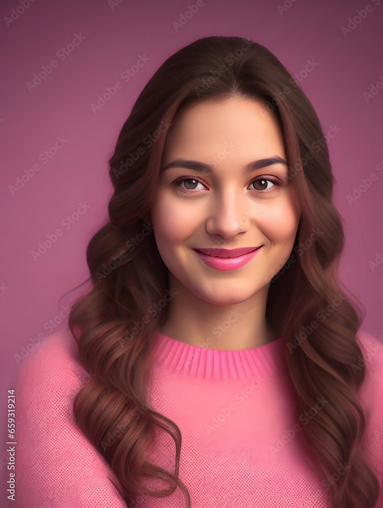 Portrait of a beautiful young woman with long brown hair, smiling Portrait of a beautiful young woman with long brown hair, smiling