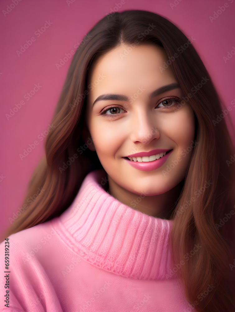 Portrait of a beautiful young woman with long brown hair, smiling Portrait of a beautiful young woman with long brown hair, smiling