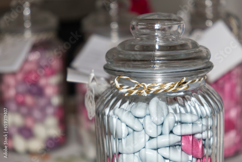 Colored sugared almonds for weddings, confirmations and communions photo