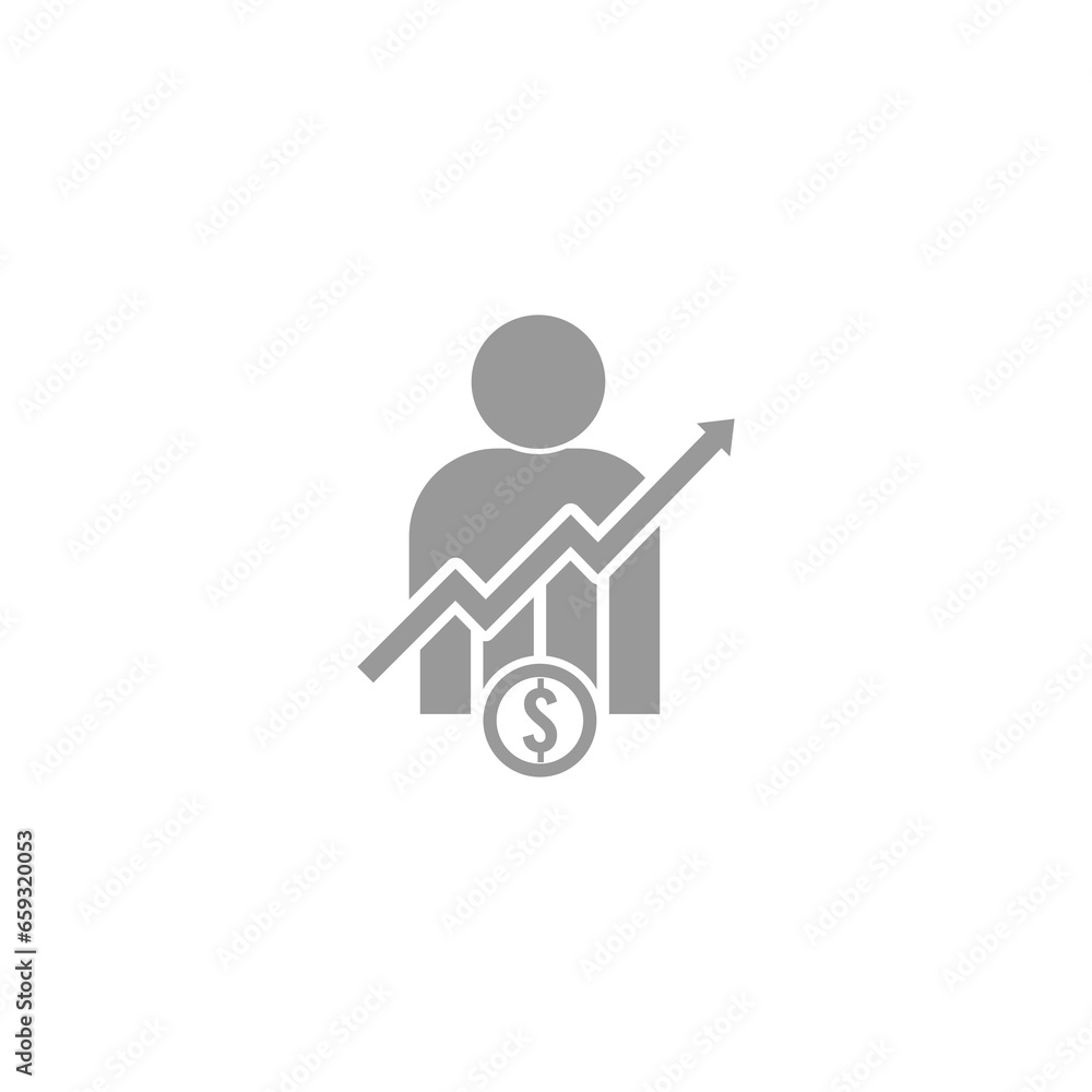 Salary increase icon isolated on transparent background