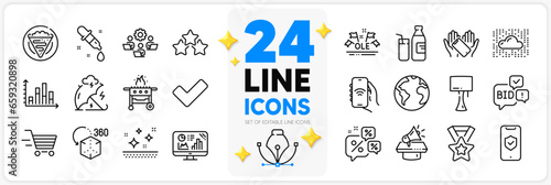 Icons set of Cloud system, Smartphone holding and Diagram graph line icons pack for app with Stress protection, World planet, Milk thin outline icon. Discounts chat, Table lamp. Vector