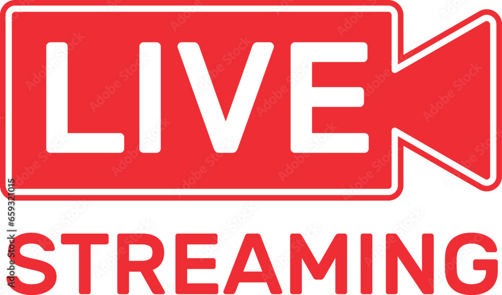 Live streaming set red icons. Play button icon vector illustration.