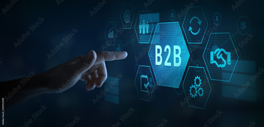 Fototapeta premium B2B marketing concept, business to business, e-commerce, professional business and commerce collaboration