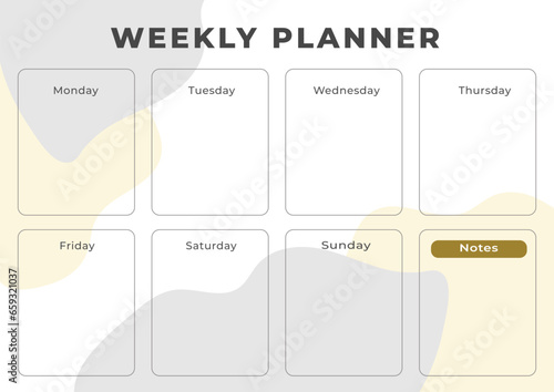 professional and printable weekly tasks timetable vector 