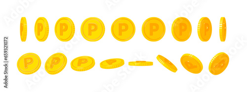 Coin illustrations from various angles ( P mark )